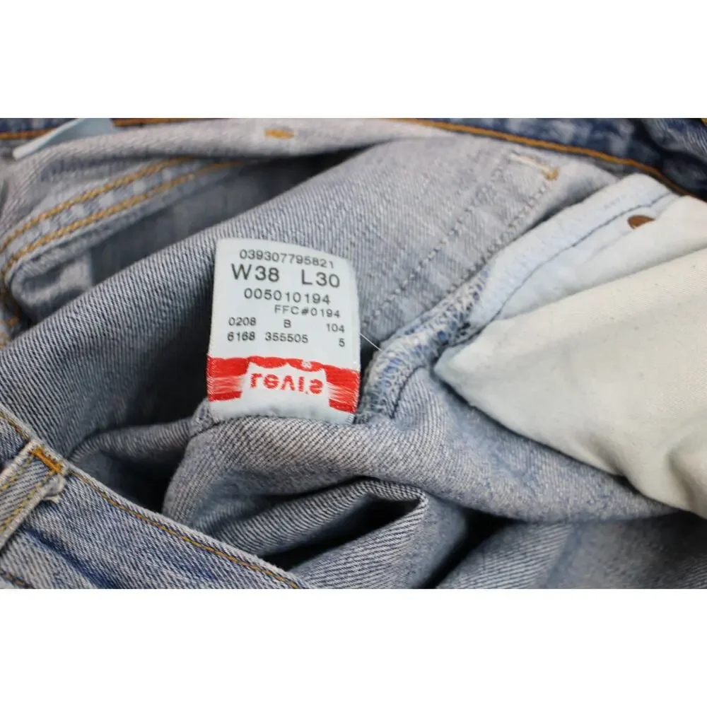 Levi's 501 Jeans Mens 38 X 30 Blue Denim 100% Cotton Button‎ Fly Straight Leg